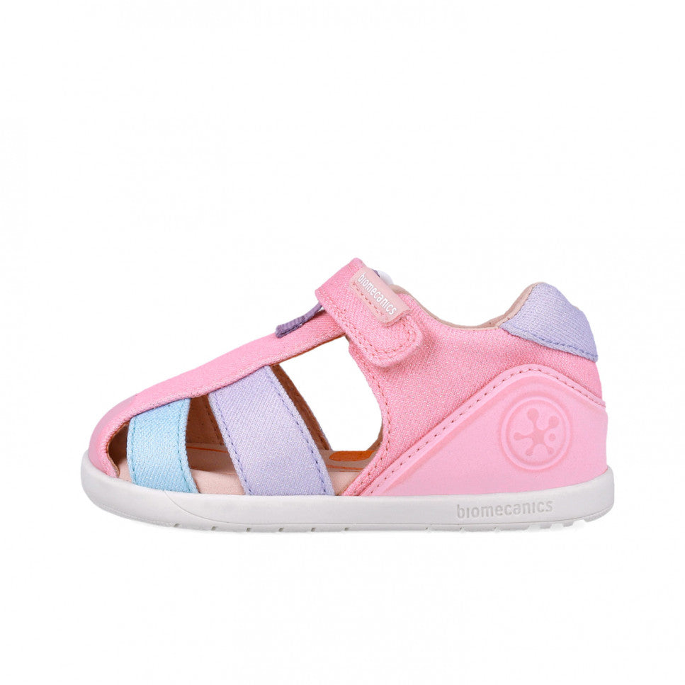 Biomecanics sandale fete din panza Primii Pasi 24-26 Lurex Lila