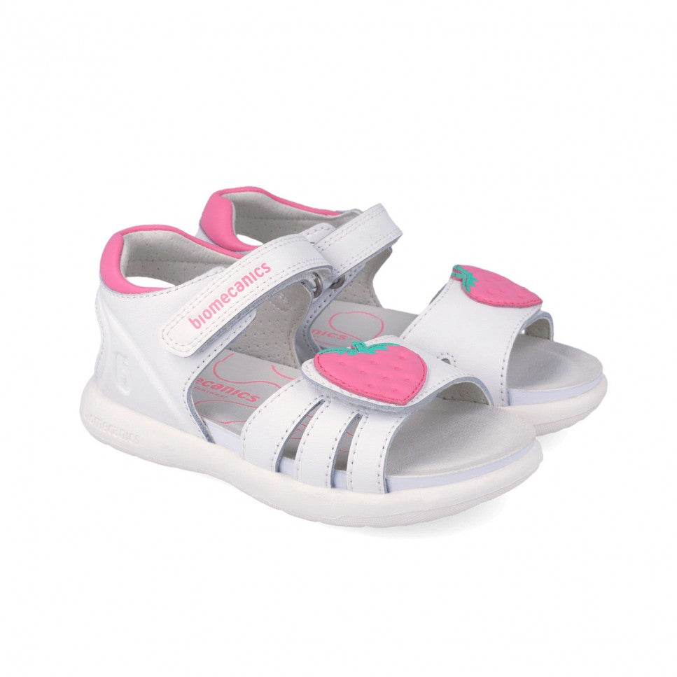 Biomecanics sandale fete Fresa 25-34 Napa Blanco cu capsuna