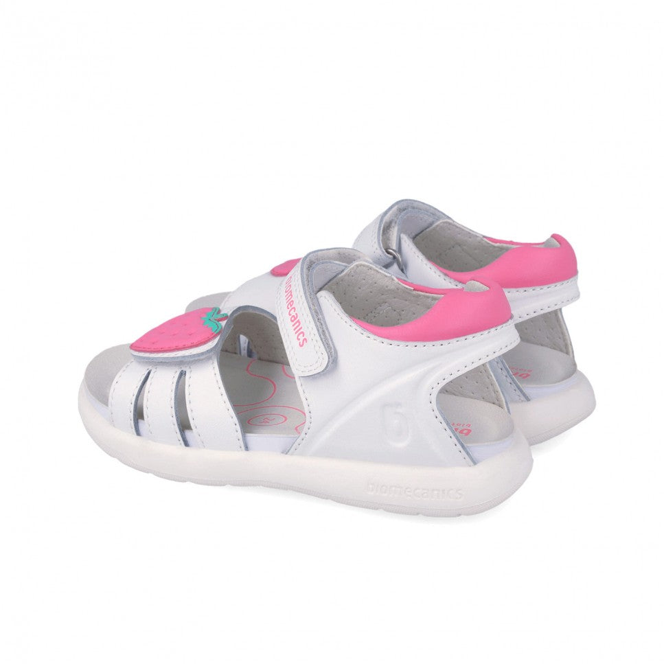 Biomecanics sandale fete Fresa 25-34 Napa Blanco cu capsuna