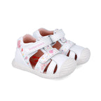 Biomecanics sandale fete Primii pasi 18-24 Napa Blanco cu floricele