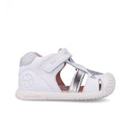 Biomecanics sandale fete Primii Pasi 18-25 Napa Blanco y Plata cu pestisor