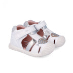 Biomecanics sandale fete Primii Pasi 18-25 Napa Blanco y Plata cu pestisor