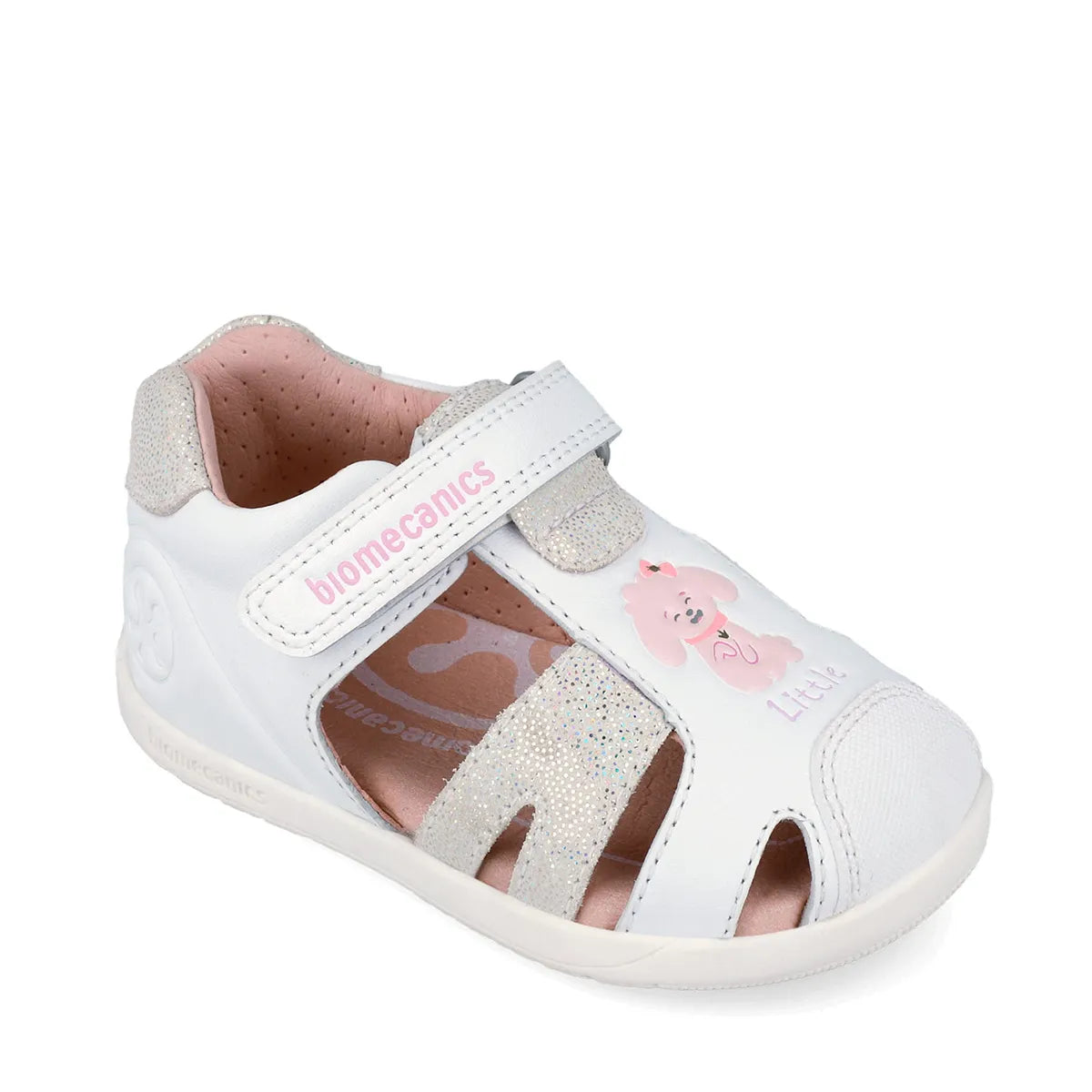 Biomecanics sandale fete Barefoot Primii Pasi cu varf protejat 19-26 Napa Blanco cu catel Imagine secundară a produsului