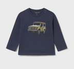 Mayoral bluza baieti cu imprimeu masina 6-48 luni Azul