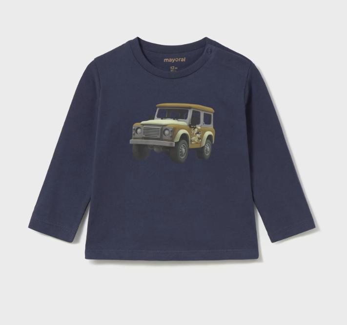 Mayoral bluza baieti cu imprimeu masina 6-48 luni Azul