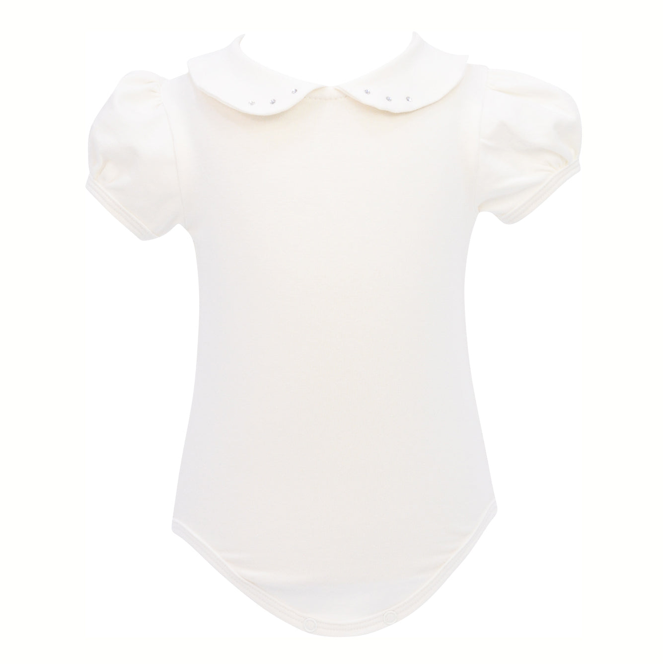 Soffi Baby body fete Bella cu maneca scurta si strasuri, Crem 01 Imagine principală a produsului