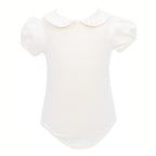 Soffi Baby body fete Bella cu maneca scurta si strasuri, Crem 01