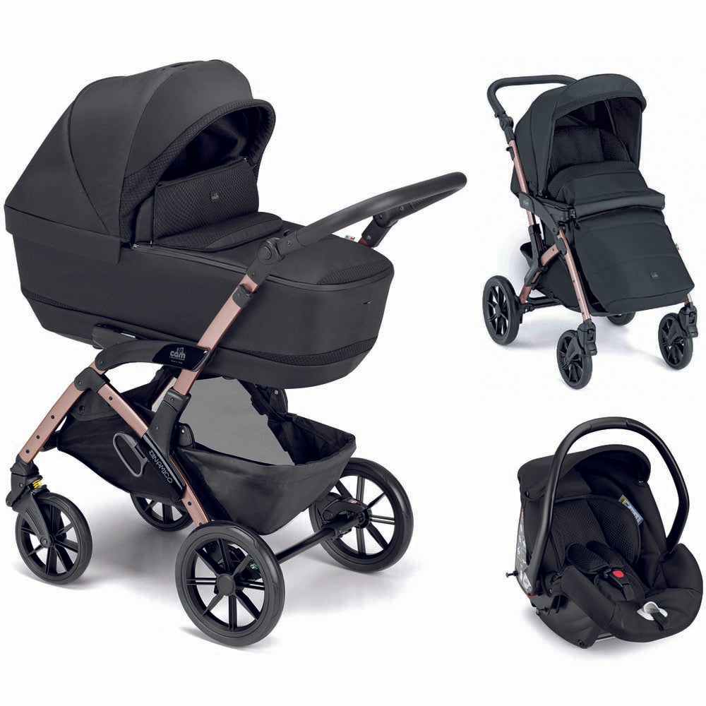 CAM carucior 3in1 Dinamico Rover 0m+, Black cu cadru roz Imagine principală a produsului