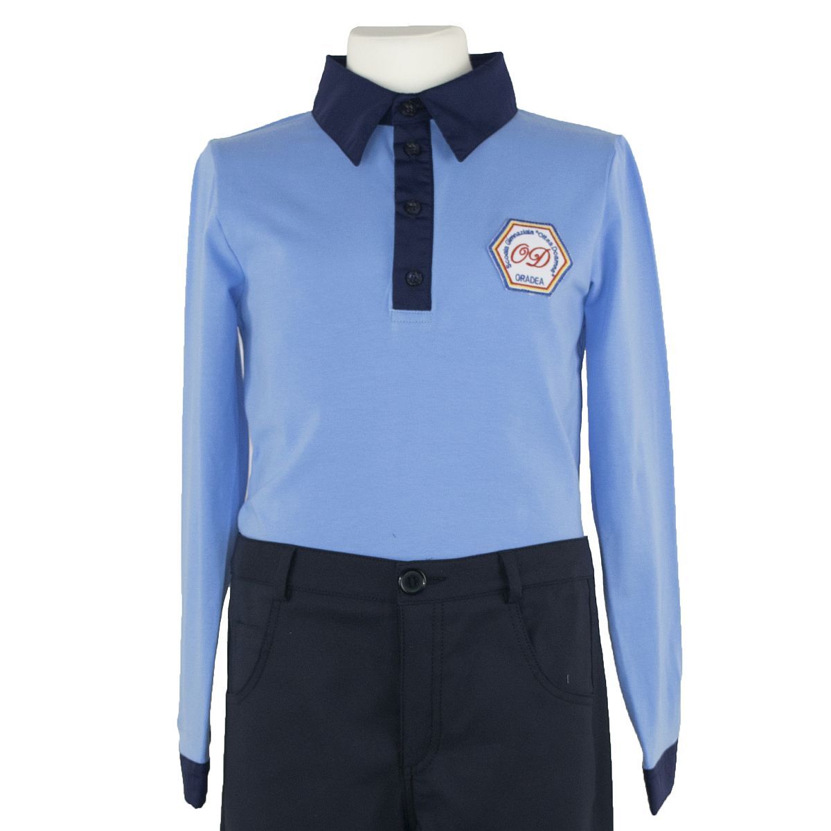 Uniforma camas baieti Roma cu maneca lunga 13-16 ani T2 Blue Oltea Doamna