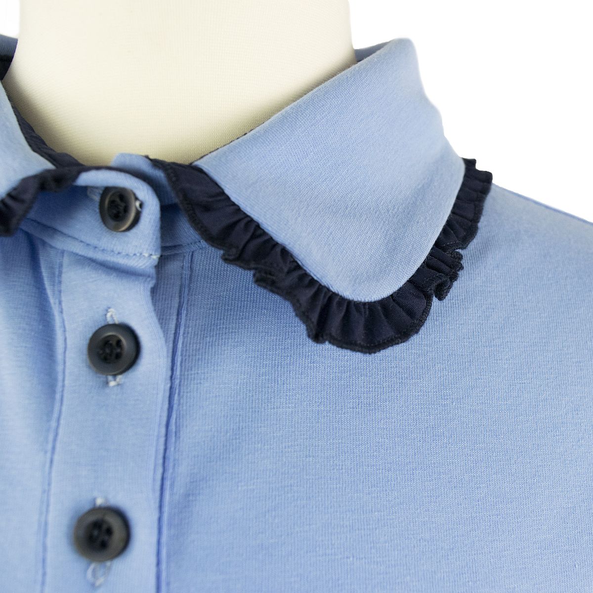 Uniforma camasa fete Iulia cu maneca scurta 5-12 ani Blue-Dark Blue Imagine secundară a produsului
