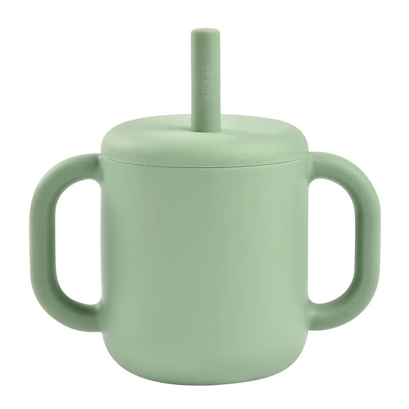 Beaba cana de antrenament cu pai din silicon 8m+ Sage Green Imagine principală a produsului