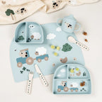 Done by Deer cana de antrenament silicon cu doua manere 0m+ Tiny Farm Blue