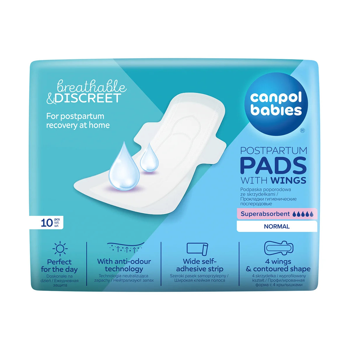 Canpol Babies absorbante postnatale cu aripioare Discreet 10 buc Normal