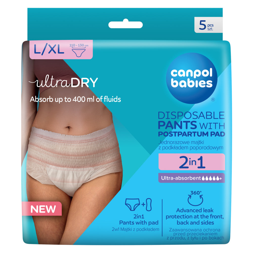Canpol Babies chiloti postpartum 2in1 de unica folosinta cu insertie L/XL 5 buc