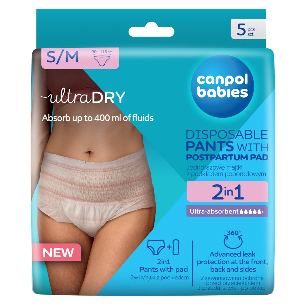 Canpol Babies chiloti postpartum 2in1 de unica folosinta cu insertie S/M 5 buc