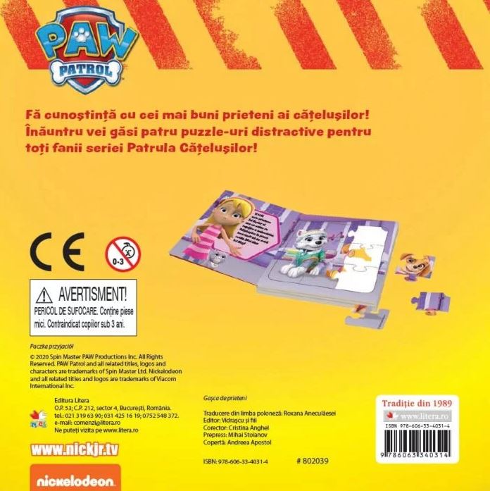 Carturesti carte cu puzzle 0m+ Patrula Catelusilor - Gasca de prieteni