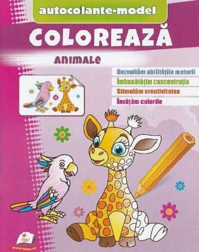 Carturesti carte Autocolante model 2 ani+ Coloreaza animale Imagine principală a produsului