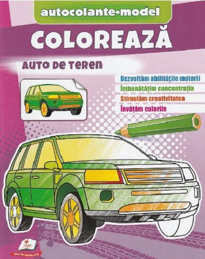Carturesti carte Autocolante model 2 ani+ Coloreaza auto de teren