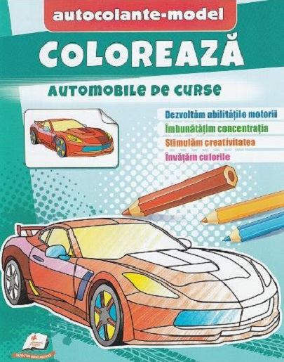 Carturesti carte Autocolante model 2 ani+ Coloreaza automobile de curse