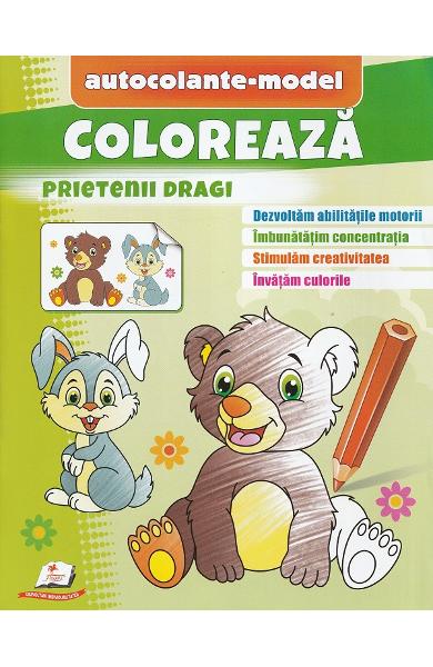 Carturesti carte Autocolante model 2 ani+ Coloreaza prietenii dragi