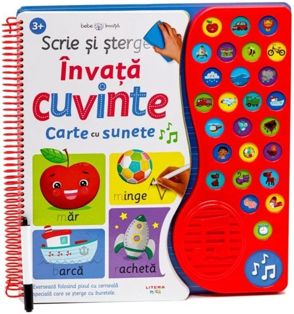 carturesti carte cu sunete 3 ani scrie si sterg invata cuvinte