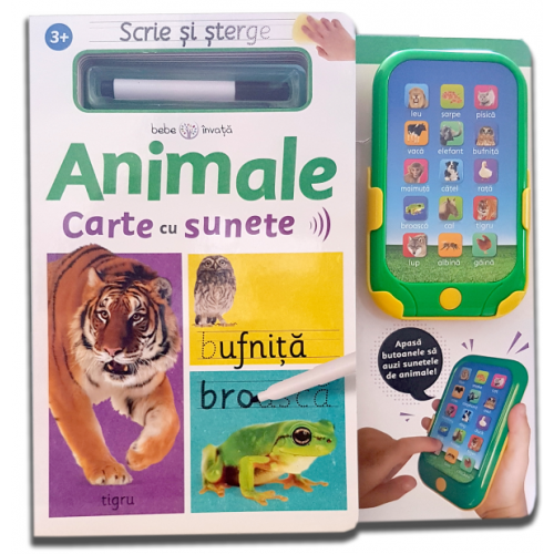 carturesti carte cu sunete 3 ani scrie si sterge animale