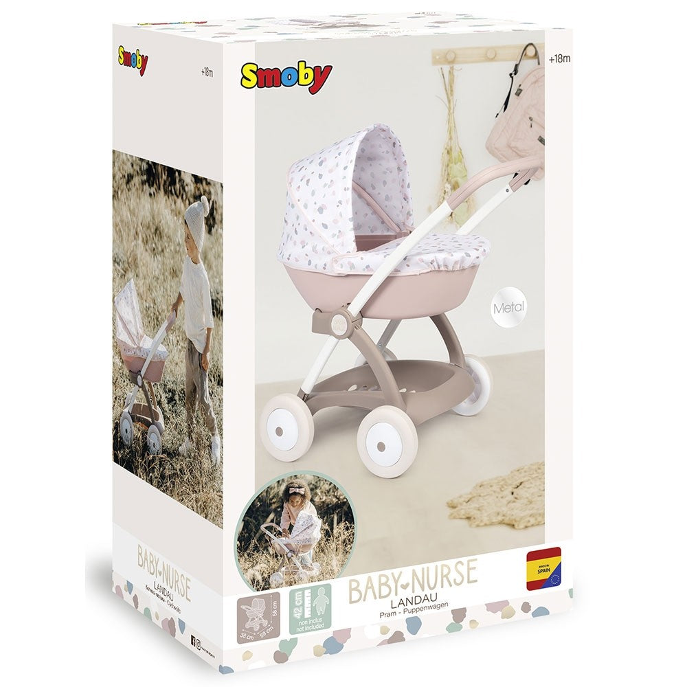 Smoby carucior pentru papusi Baby Nurse Landau 18m+ Crem