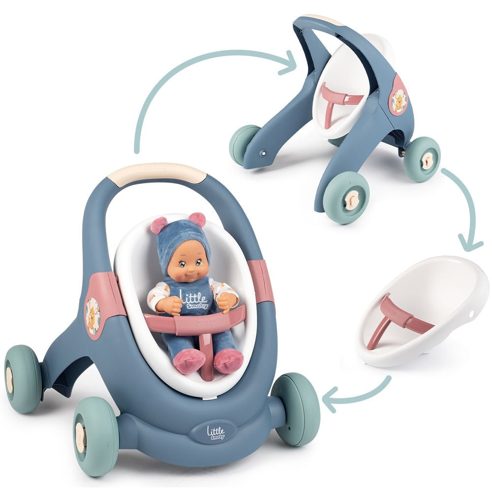 Caruciorul Smoby Baby Walker este un produs 3 in 1 pe care il poti folosi ca premergator