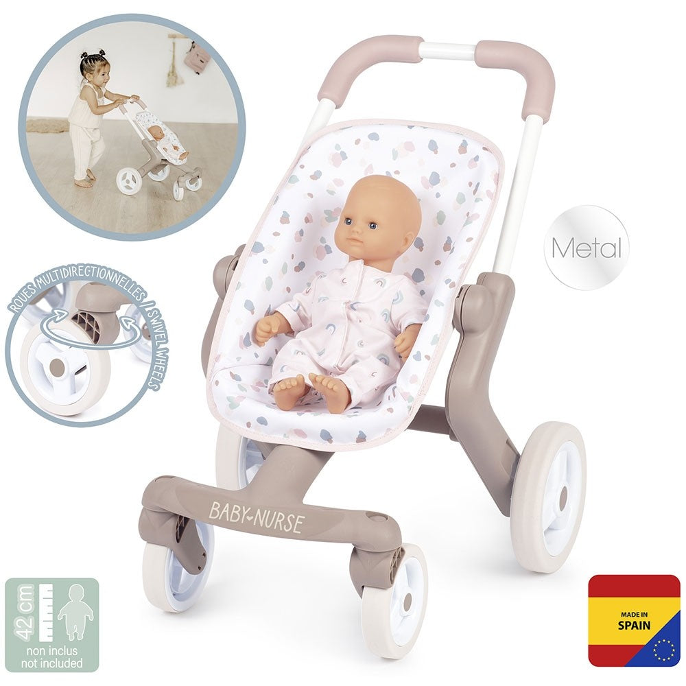 Smoby carucior sport pentru papusi Baby Nurse Poussette Pop 18m+ Crem