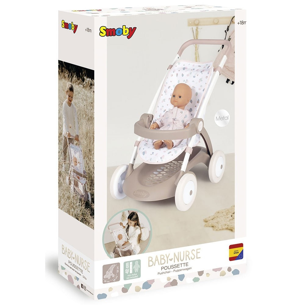 Smoby carucior sport pentru papusi Baby Nurse Poussette 18m+ Crem