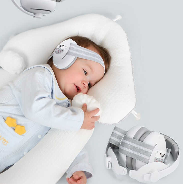 Casti antifonice pentru bebelusi 0-48 luni Gri cu urs polar