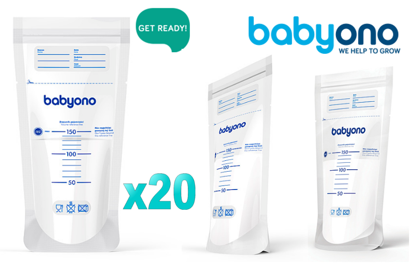 Baby Ono Pungi 150 ml pentru stocarea laptelui matern 20 buc./set
