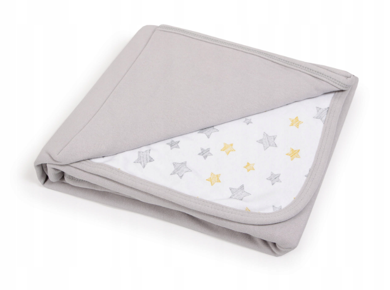 Ceba Baby patura cu doua fete 90x100 cm 0m+, Light Grey-Yellow Imagine principală a produsului