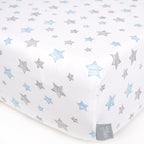 Ceba Baby cearsaf cu elastic 120x60 cm, Blue Stars 01