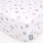 Ceba Baby cearsaf cu elastic 120x60 cm, Pink Stars 01