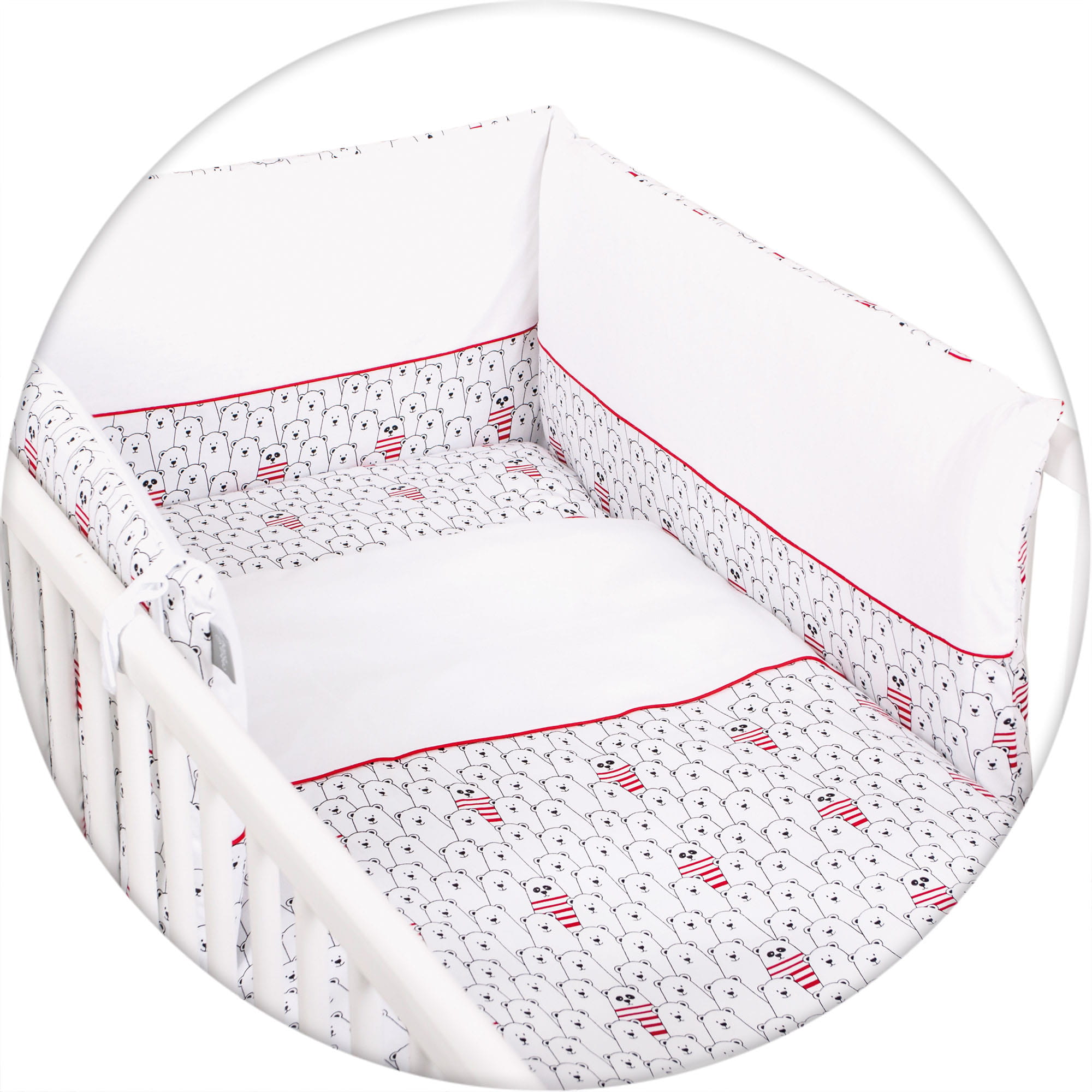 Ceba Baby lenjerie pat 3 piese 0m+, Panda rosie 01