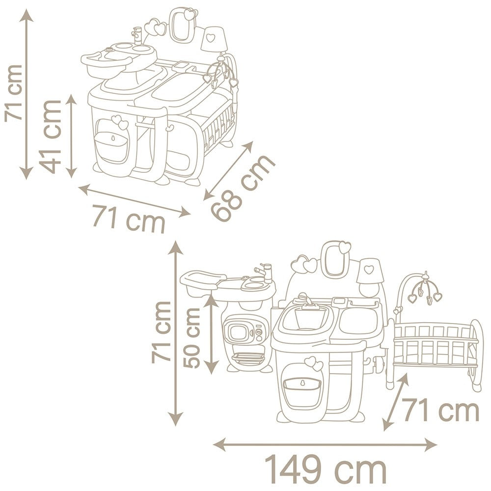 Smoby centru de ingrijire pentru papusi Baby Nurse Doll`s Play Center 3 ani+ Maro