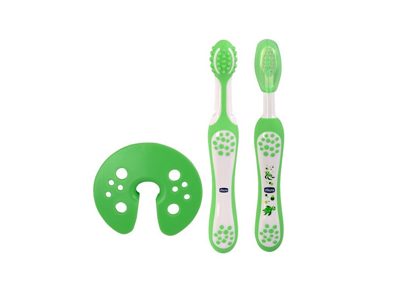 Chicco Set maseur gingie si periuta de dinti cu protectie 6m+ Verde Imagine principală a produsului