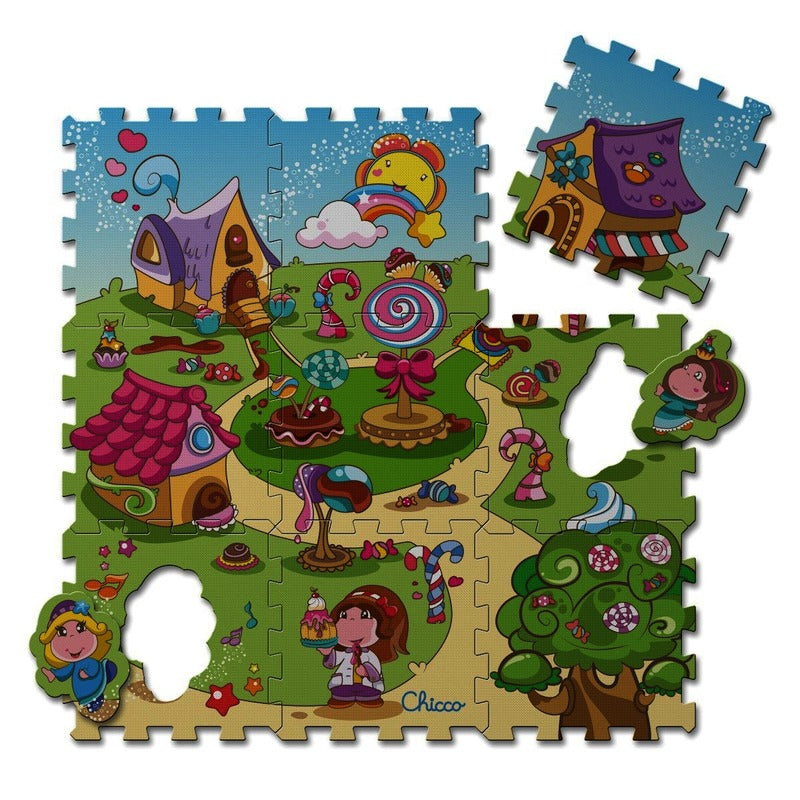 Chicco Covor tip puzzle 93 x 93 cm pentru 12m+  Candy village Imagine principală a produsului