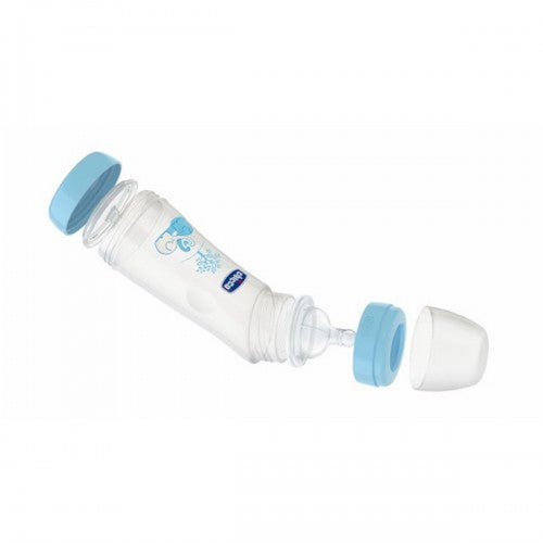 Chicco Biberon Well Being PP, in unghi, 250ml tetina silicon, flux normal, 0m+ albastru