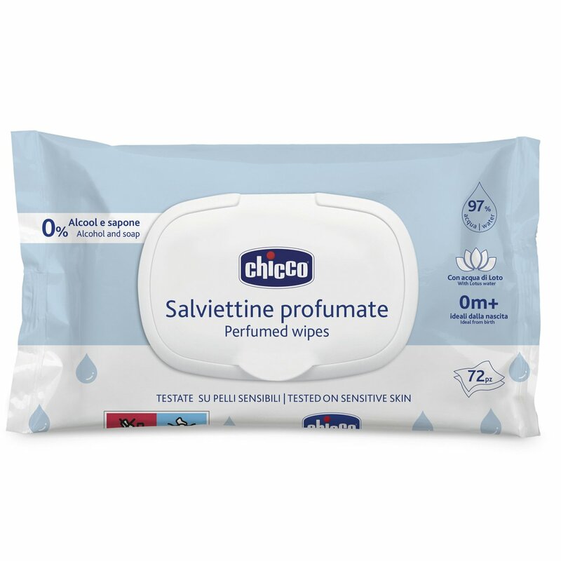 Chicco Baby servetele umede parfumate 97% apa cu apa de lotus 0m+ 72 buc