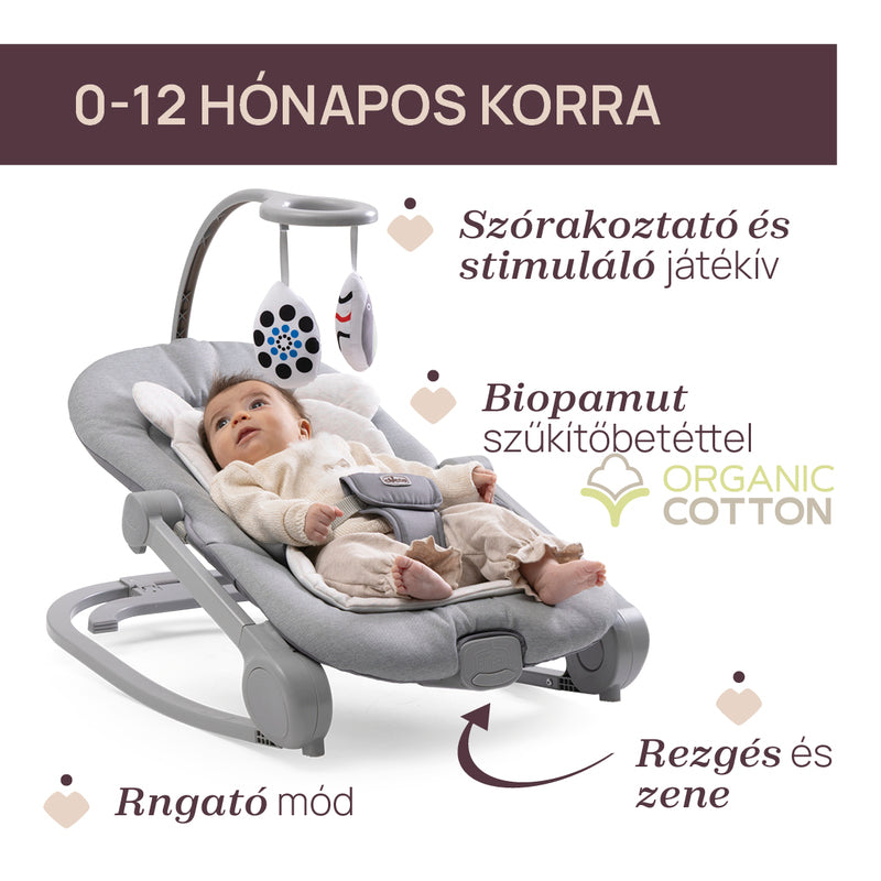 Chicco balansoar Mia Baby cu vibratii si muzica 0-18 kg Pebble