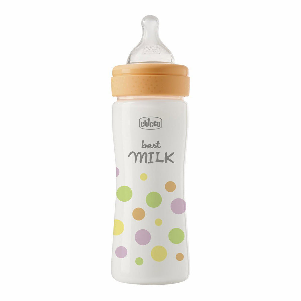 Chicco biberon anti-colic Perfect Easy 250 ml 2/2m+ Portocaliu cu buline Imagine principală a produsului