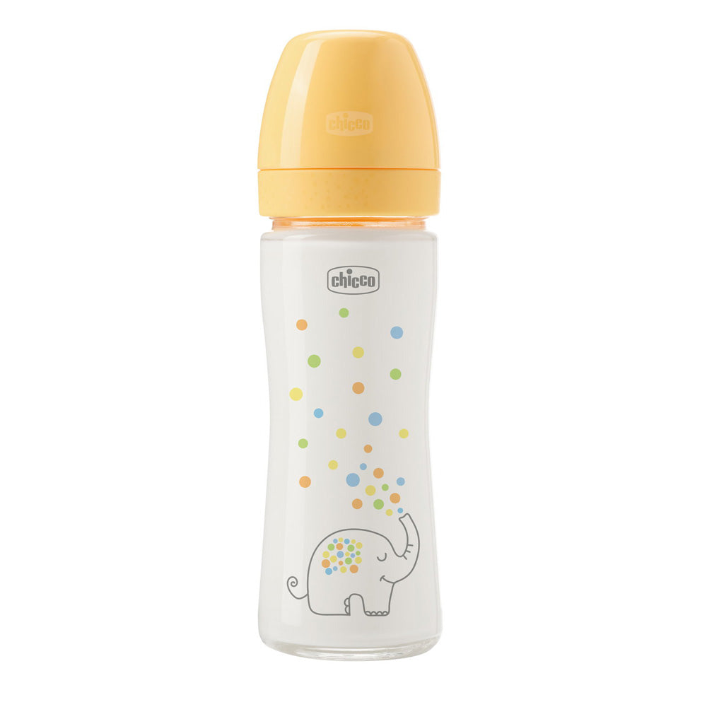 Chicco biberon sticla anti-colic Perfect Easy 240 ml 1/0m+ Unisex galben cu buline Imagine principală a produsului