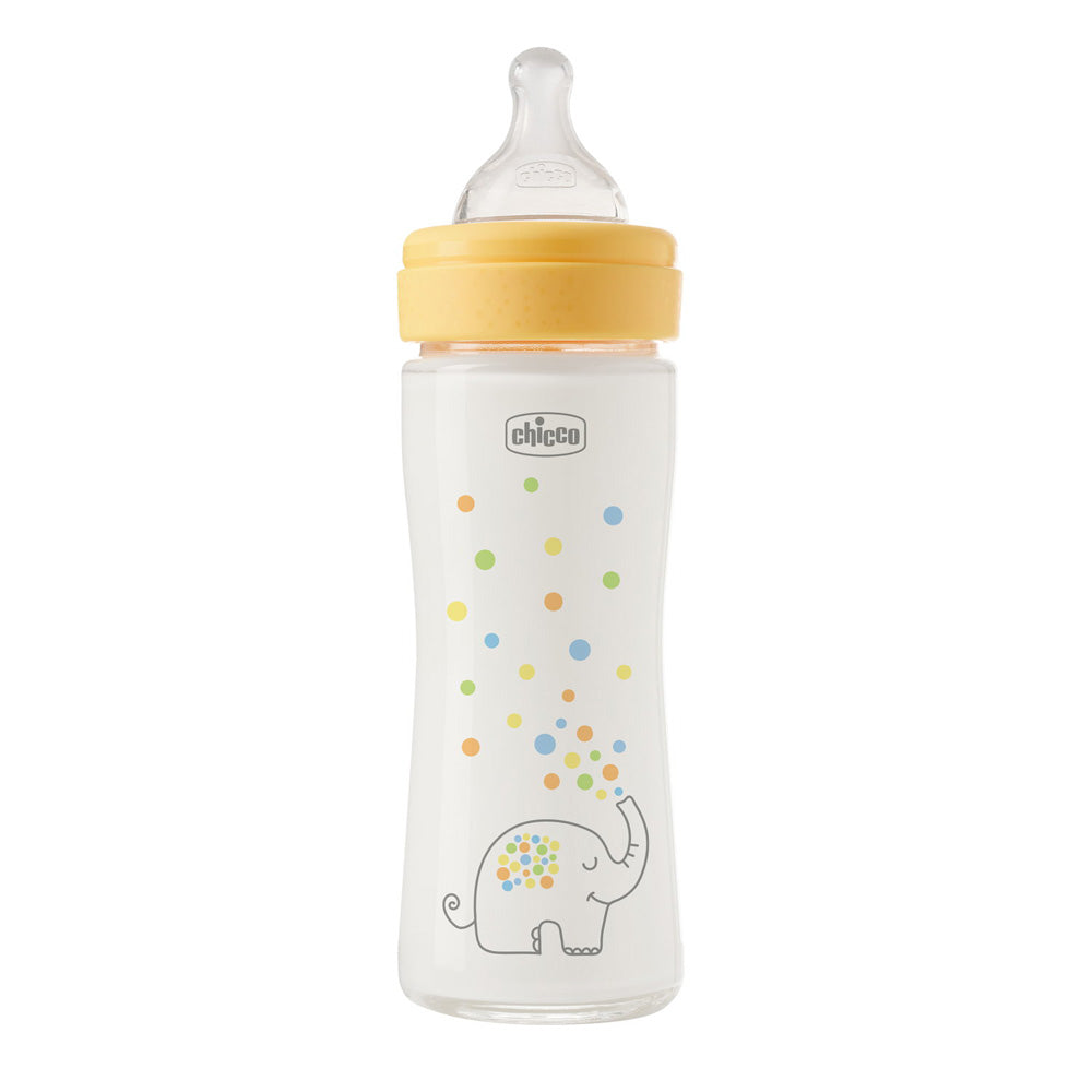 Chicco biberon sticla anti-colic Perfect Easy 240 ml 1/0m+ Unisex galben cu elefant Imagine principală a produsului