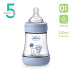 Chicco biberon Perfect 5 cu tetina silicon flux lent 150 ml 0m+ Boy-Albastru cu pisica