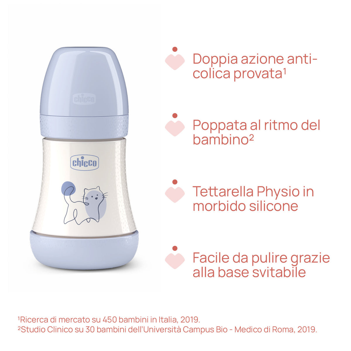 Chicco biberon Perfect 5 cu tetina silicon flux lent 150 ml 0m+ Boy-Albastru cu pisica