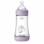 Chicco biberon Perfect 5 cu tetina silicon flux mediu 240 ml 2m+ Girl-Mov cu raton