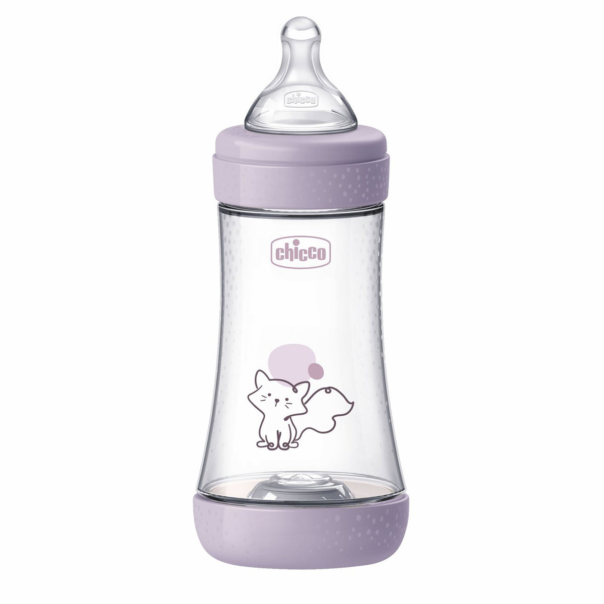 Chicco biberon Perfect 5 cu tetina silicon flux mediu 240 ml 2m+ Girl-Mov cu raton