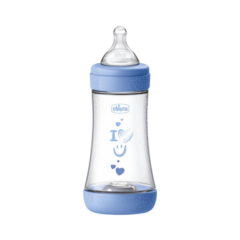 Chicco biberon Perfect 5 cu tetina silicon flux mediu, 240 ml pentru 2m+, Boy